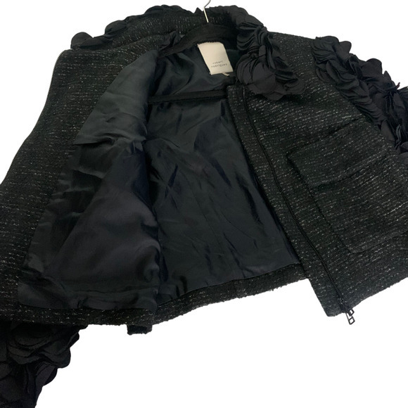 ROBERT RODRIGUEZ Black Rose Petal Ruffle Blazer Jacket - NWT - Picture 7 of 14